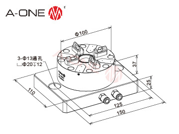 E型100单中心气动卡盘