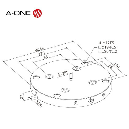 零点定位单工位板_3A-110243-2线稿图