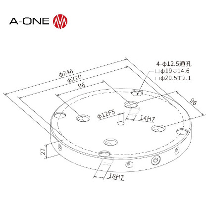 零点定位单工位板_3A-110250-2线稿图